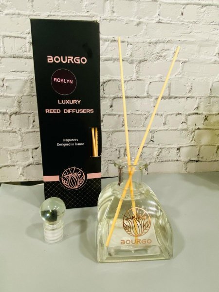 معطر جو سائل 120مل  مع عيدان ملونة روائح متعددة Bourgo++